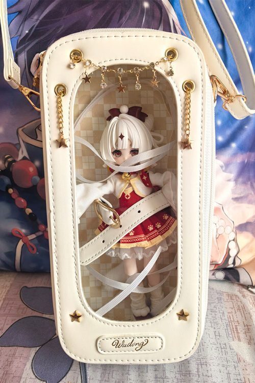 18cm BJD Doll Ita Crossbody Bag with Clear Window for Plushies and Pins