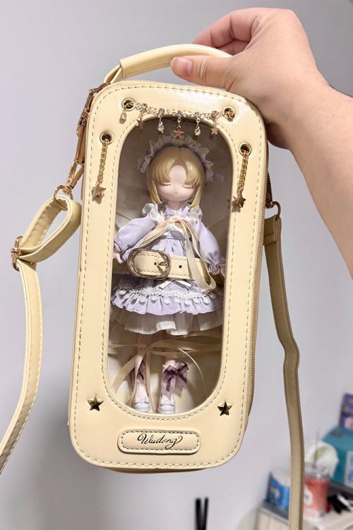 18cm BJD Doll Ita Crossbody Bag with Clear Window for Plushies and Pins
