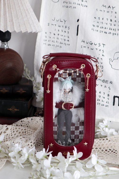18cm BJD Doll Ita Crossbody Bag with Clear Window for Plushies and Pins