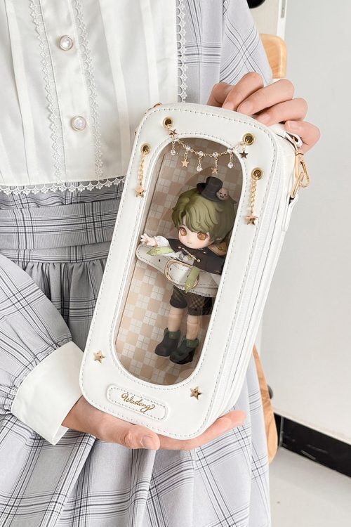 18cm BJD Doll Ita Crossbody Bag with Clear Window for Plushies and Pins