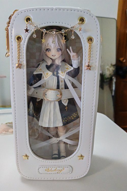 18cm BJD Doll Ita Crossbody Bag with Clear Window for Plushies and Pins