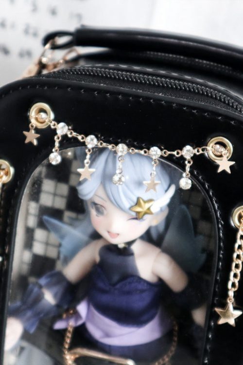 18cm BJD Doll Ita Crossbody Bag with Clear Window for Plushies and Pins