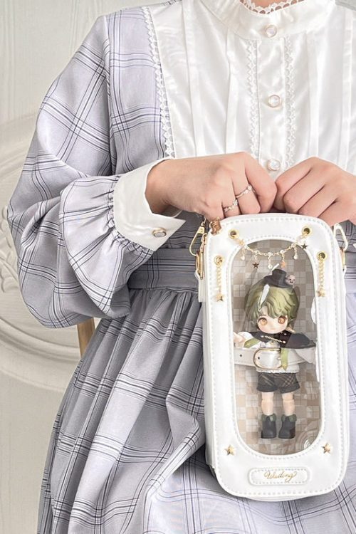 18cm BJD Doll Ita Crossbody Bag with Clear Window for Plushies and Pins