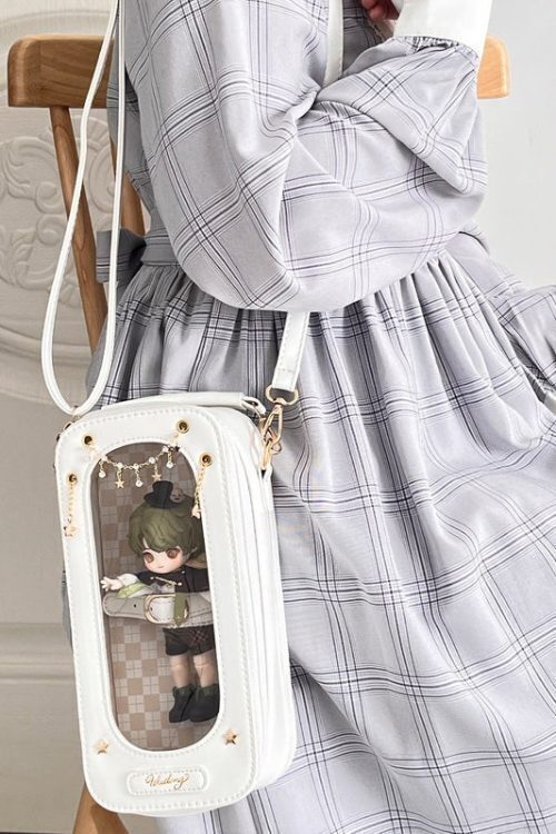18cm BJD Doll Ita Crossbody Bag with Clear Window for Plushies and Pins