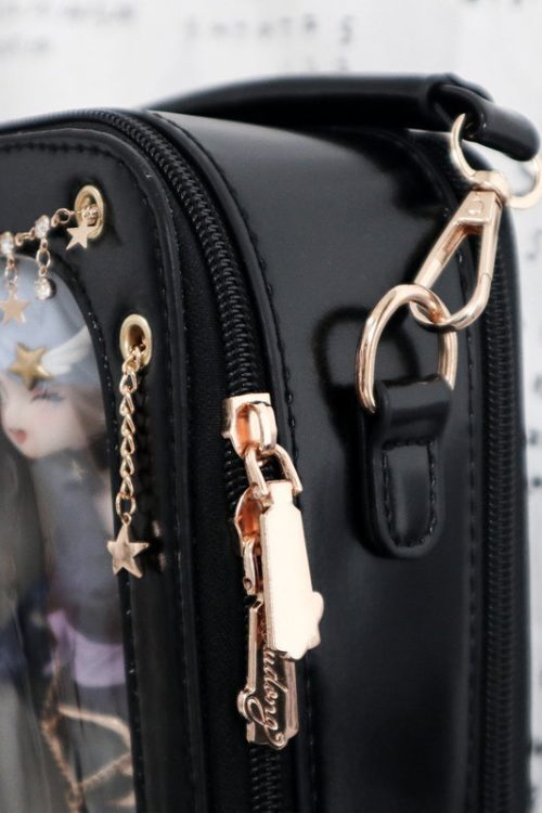 18cm BJD Doll Ita Crossbody Bag with Clear Window for Plushies and Pins