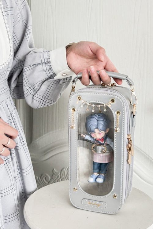 18cm BJD Doll Ita Crossbody Bag with Clear Window for Plushies and Pins