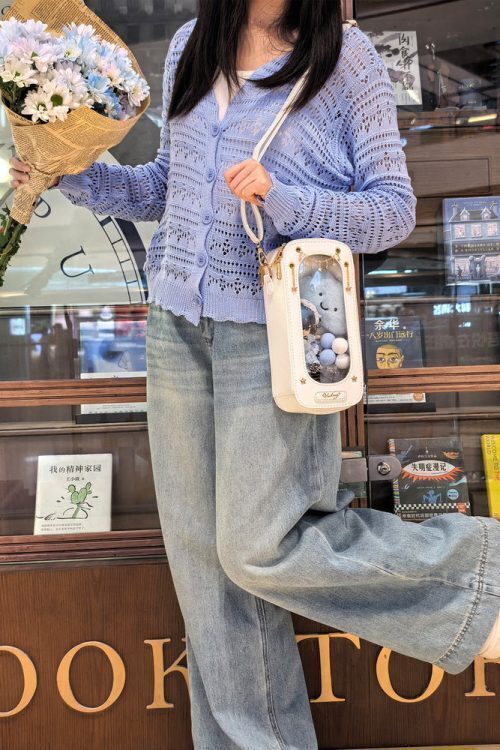 18cm BJD Doll Ita Crossbody Bag with Clear Window for Plushies and Pins