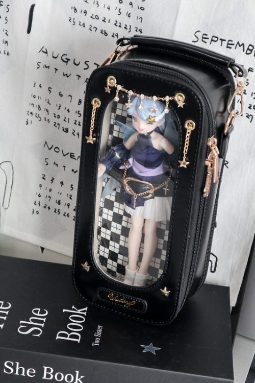 18cm BJD Doll Ita Crossbody Bag with Clear Window for Plushies and Pins