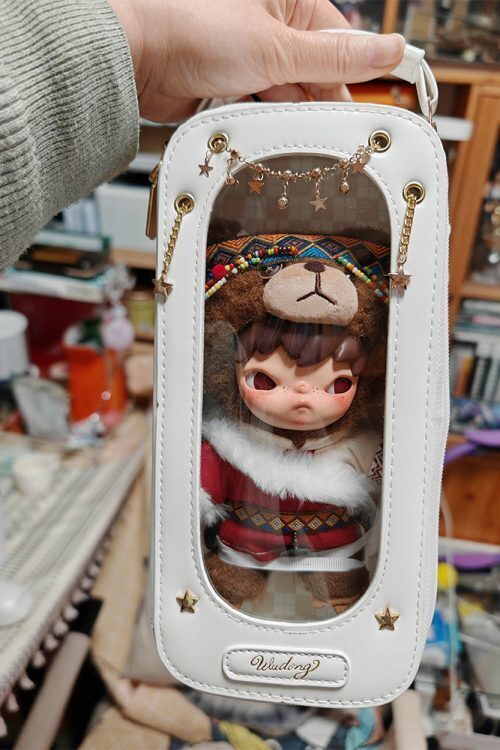 18cm BJD Doll Ita Crossbody Bag with Clear Window for Plushies and Pins