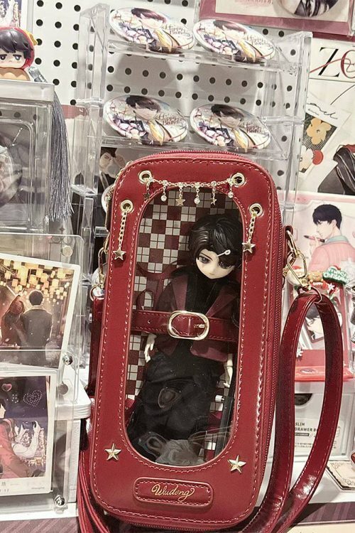 18cm BJD Doll Ita Crossbody Bag with Clear Window for Plushies and Pins
