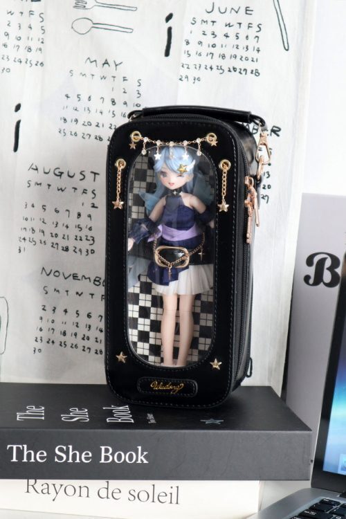 18cm BJD Doll Ita Crossbody Bag with Clear Window for Plushies and Pins