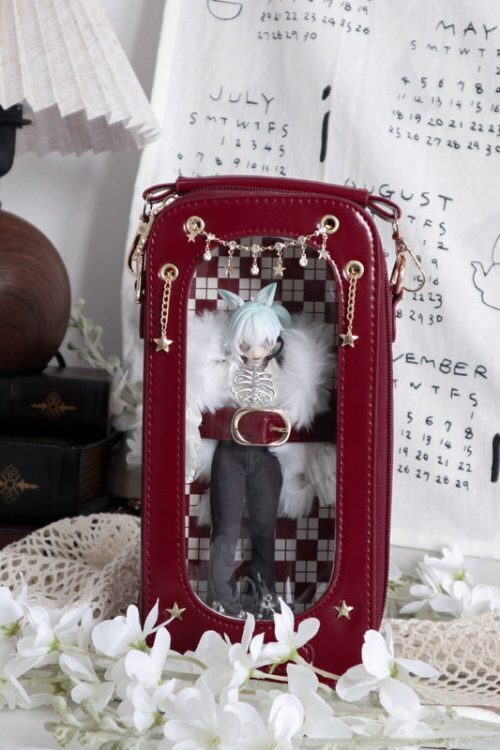 18cm BJD Doll Ita Crossbody Bag with Clear Window for Plushies and Pins