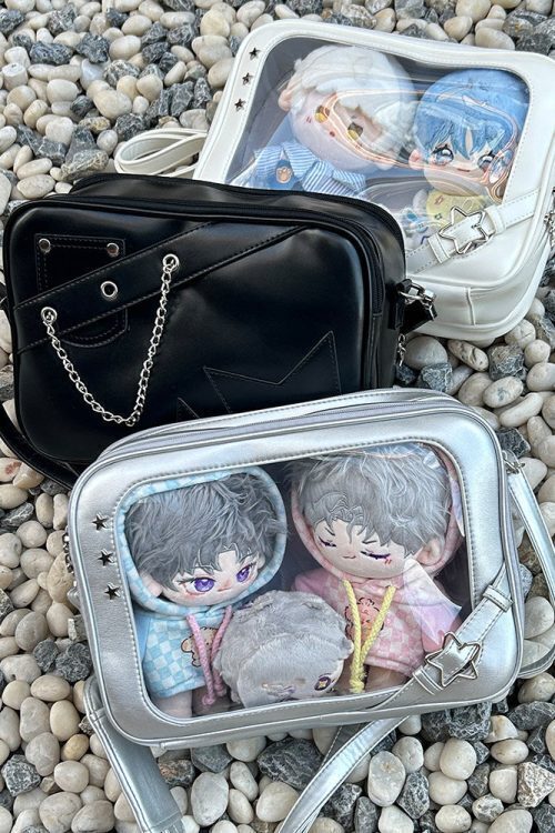20cm Plush Doll Ita Crossbody Bag with Clear Window for Plushies and Pins