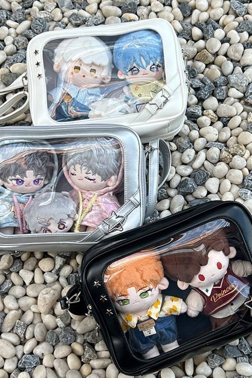 20cm Plush Doll Ita Crossbody Bag with Clear Window for Plushies and Pins