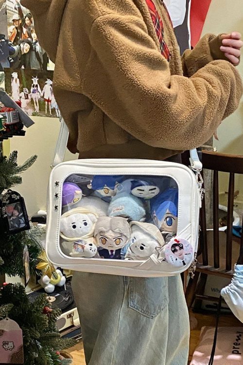 20cm Plush Doll Ita Crossbody Bag with Clear Window for Plushies and Pins