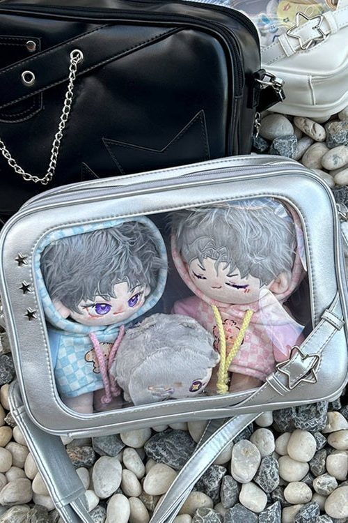 20cm Plush Doll Ita Crossbody Bag with Clear Window for Plushies and Pins