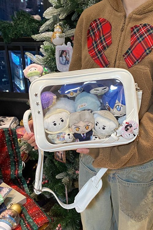 20cm Plush Doll Ita Crossbody Bag with Clear Window for Plushies and Pins