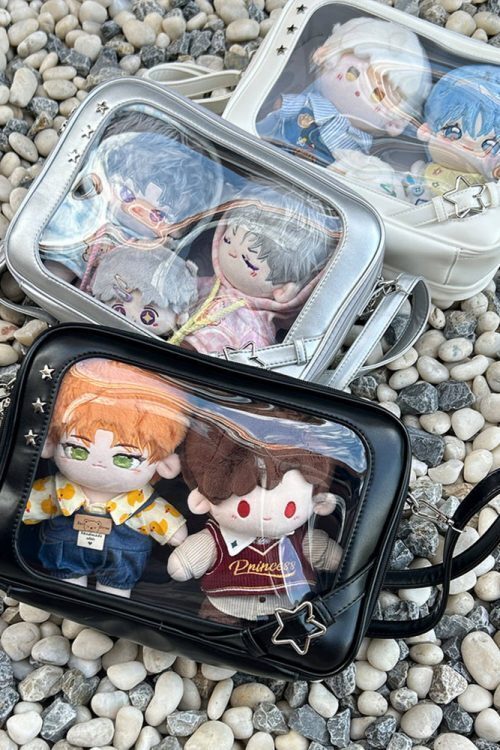 20cm Plush Doll Ita Crossbody Bag with Clear Window for Plushies and Pins