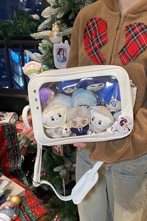 20cm Plush Doll Ita Crossbody Bag with Clear Window for Plushies and Pins