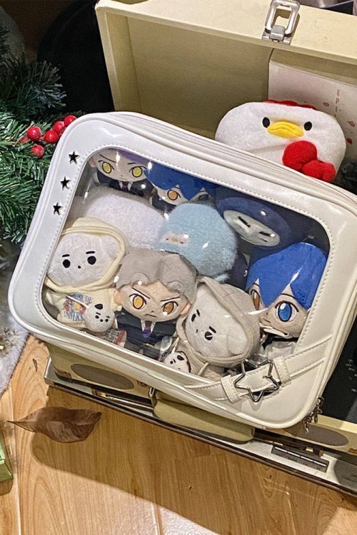 20cm Plush Doll Ita Crossbody Bag with Clear Window for Plushies and Pins