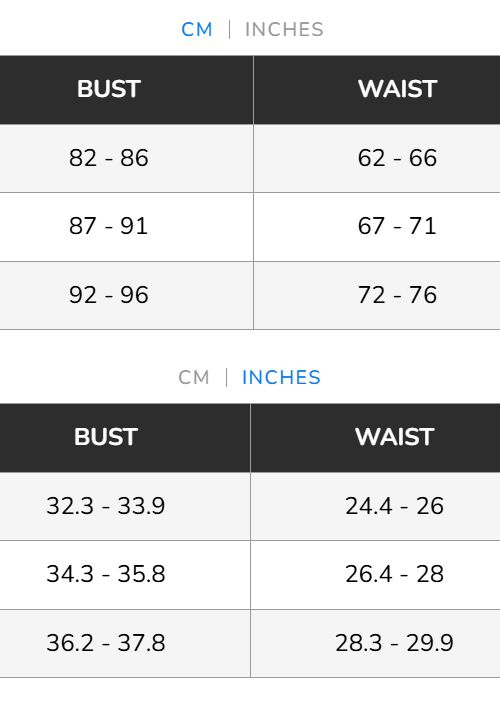 Glitter Bikini Set Size chart