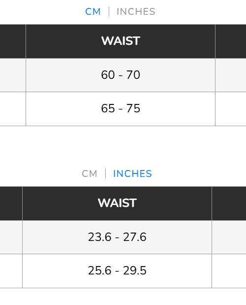 Ribbed Side-Tie Thong Size chart