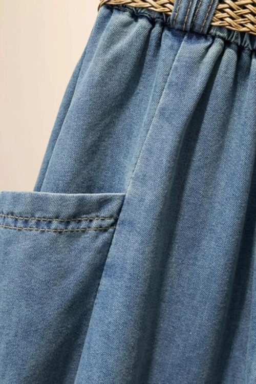 A-Line Button Denim Skirt