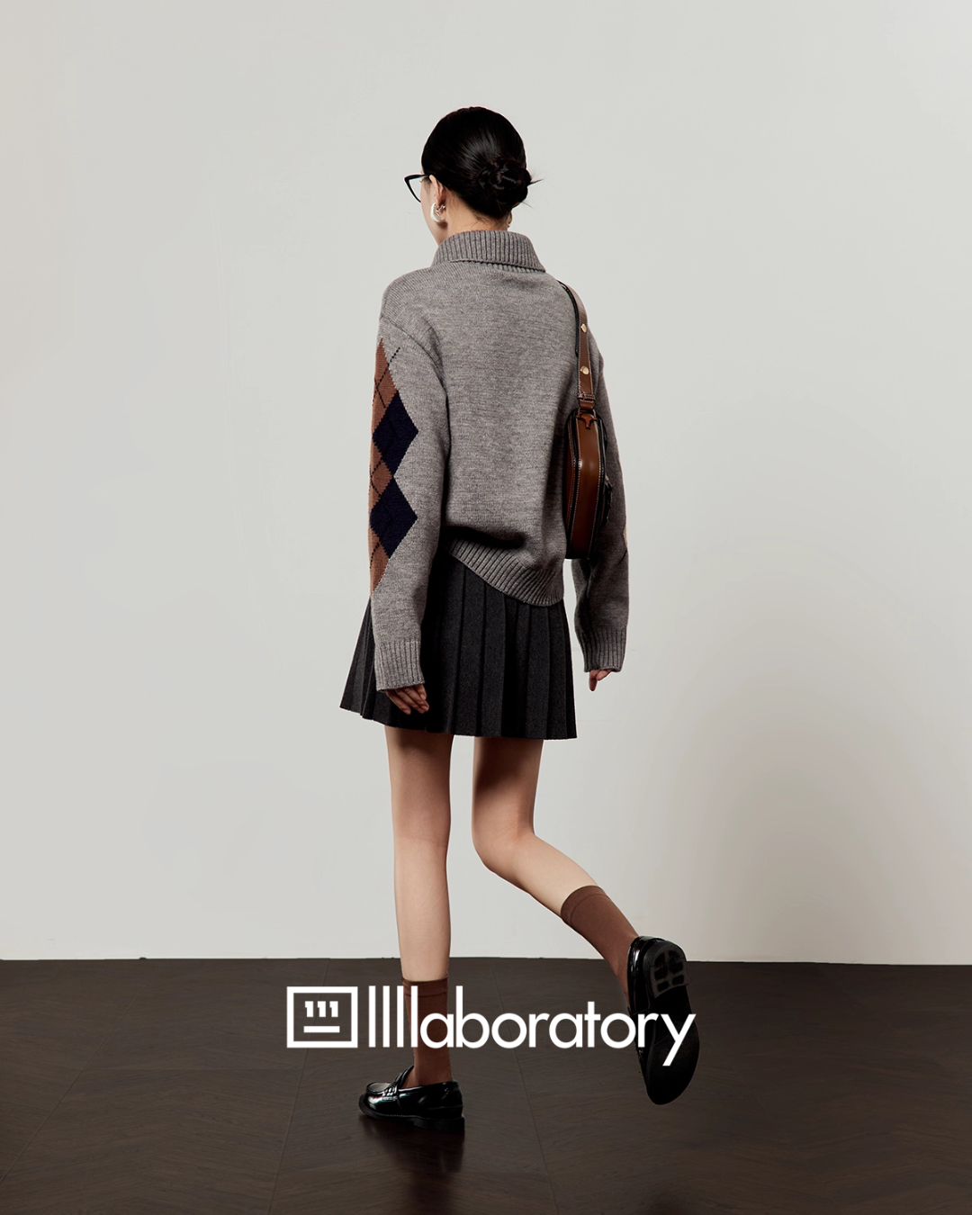 Argyle Knit Top / Navy Pleated Skirt Argyle Knit Top / Navy Pleated Skirt