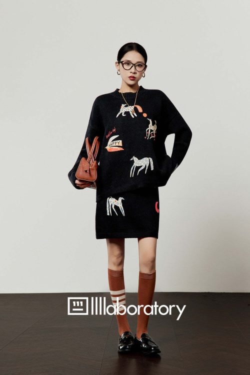 Art Horse Knit Top / Mini Skirt