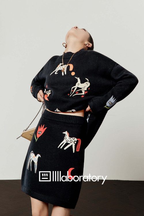 Art Horse Knit Top / Mini Skirt