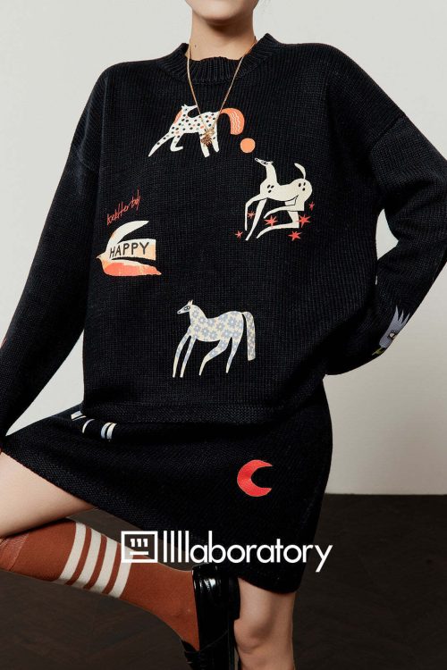 Art Horse Knit Top / Mini Skirt