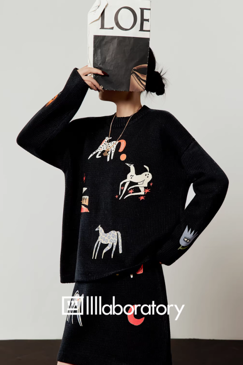 Art Horse Knit Top / Mini Skirt