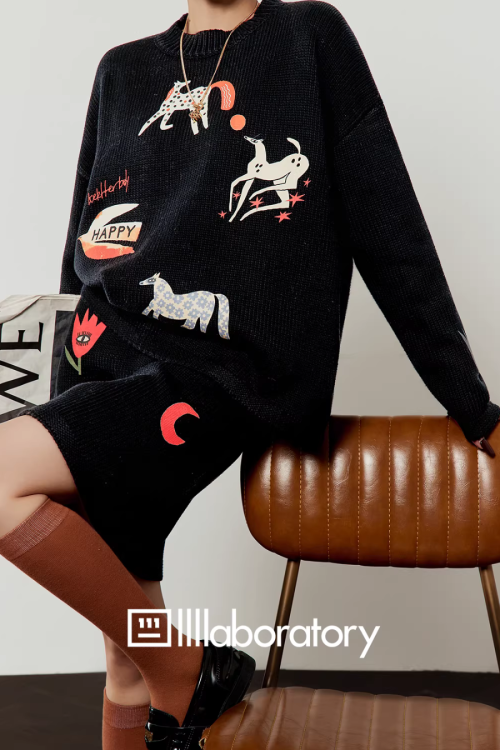 Art Horse Knit Top / Mini Skirt