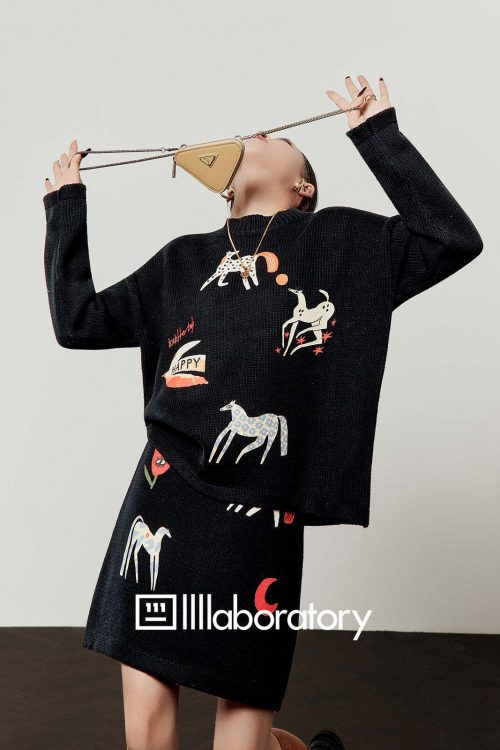 Art Horse Knit Top / Mini Skirt