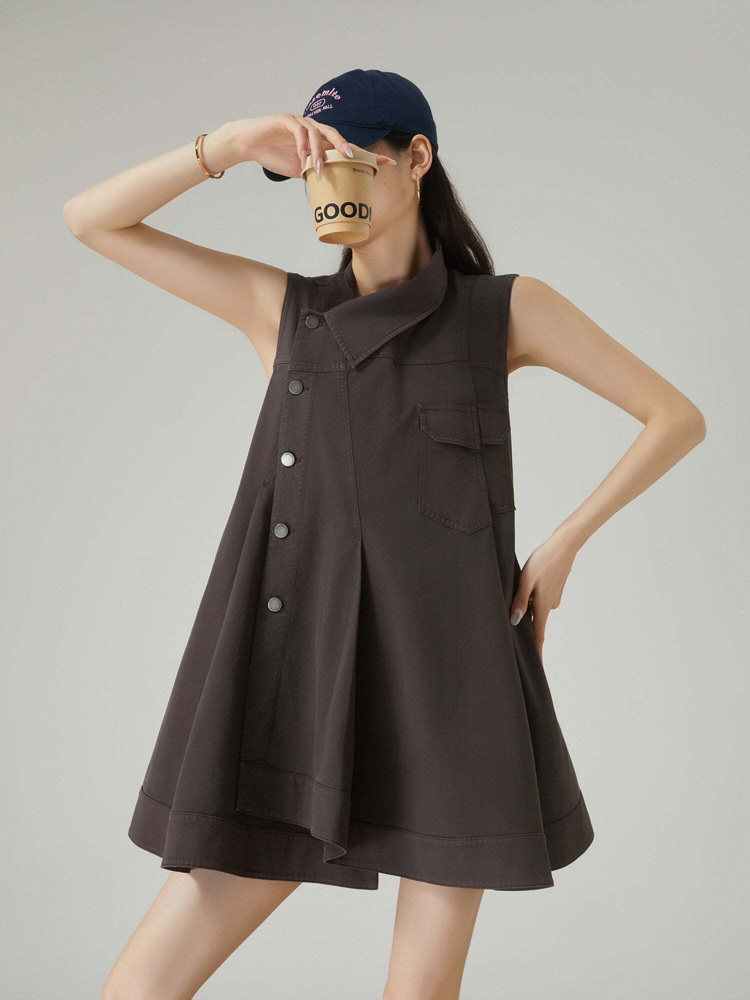 Asymmetric Design Sleeveless Dress