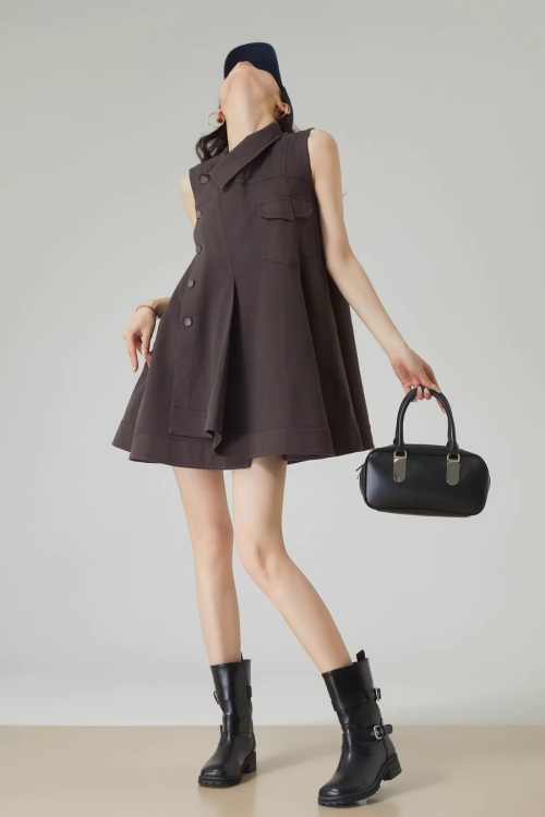 Asymmetric Design Sleeveless Dress