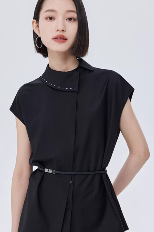 Asymmetry Short-Sleeve Shirt