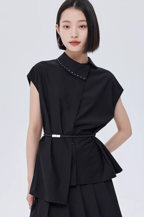 Asymmetry Short-Sleeve Shirt