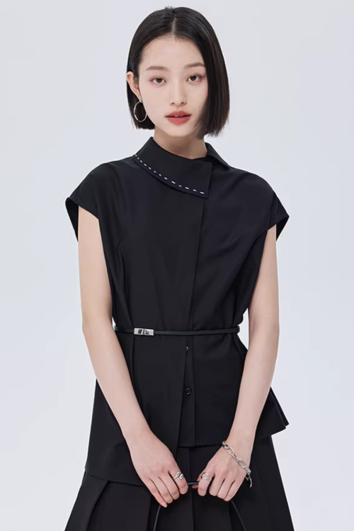 Asymmetry Short-Sleeve Shirt