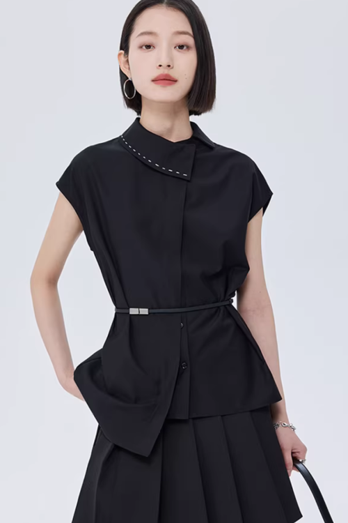 Asymmetry Short-Sleeve Shirt