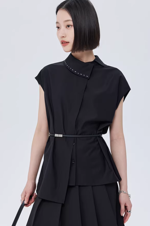 Asymmetry Short-Sleeve Shirt