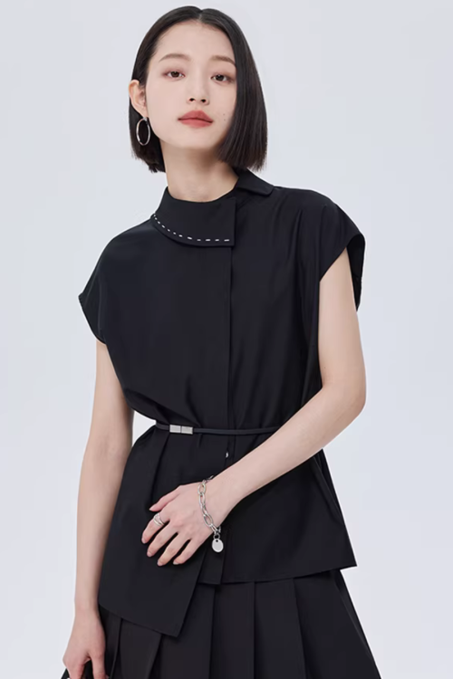 Asymmetry Short-Sleeve Shirt