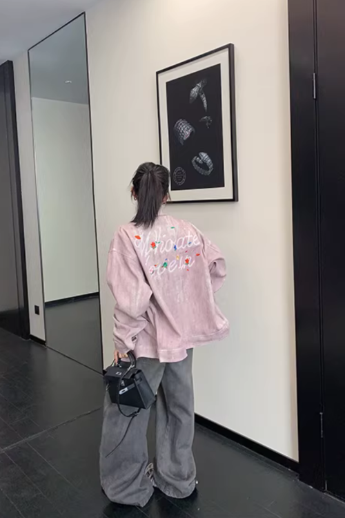 Back Logo Pink Denim Jacket