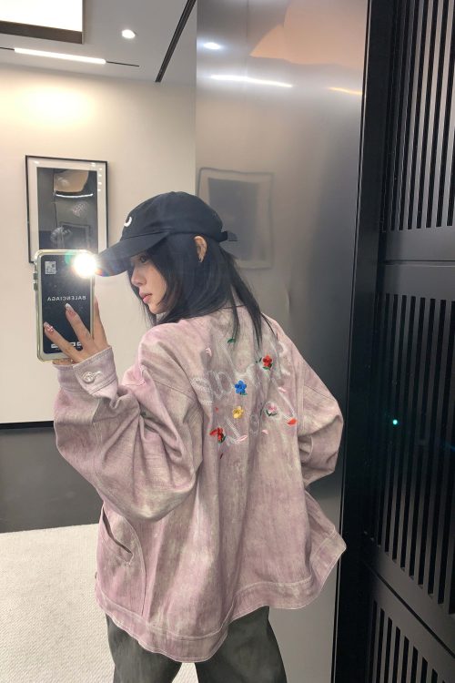 Back Logo Pink Denim Jacket
