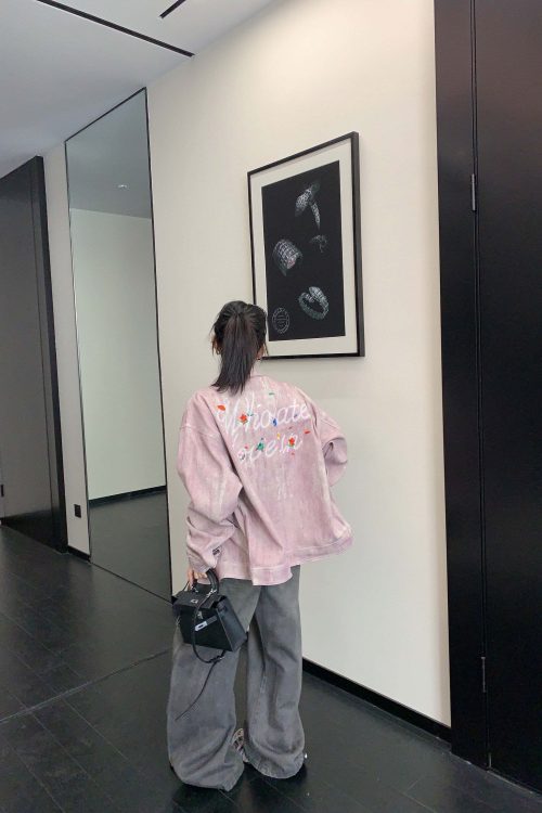 Back Logo Pink Denim Jacket