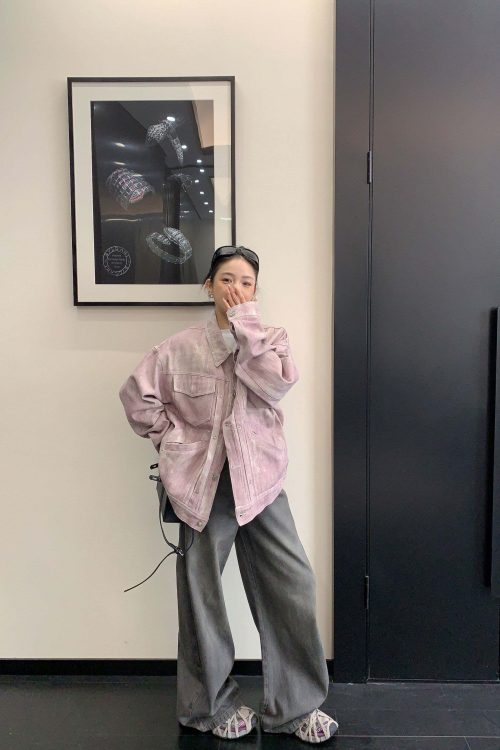 Back Logo Pink Denim Jacket