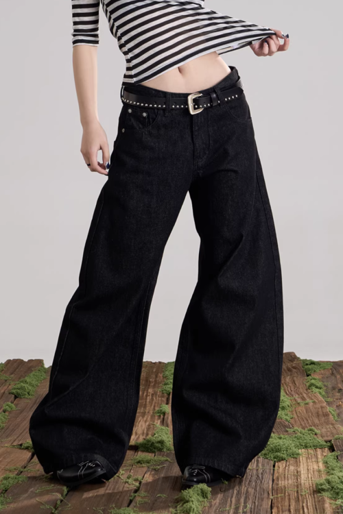 Back Logo Wide Denim Pants