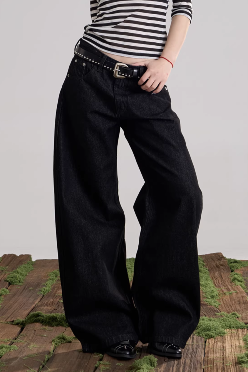 Back Logo Wide Denim Pants