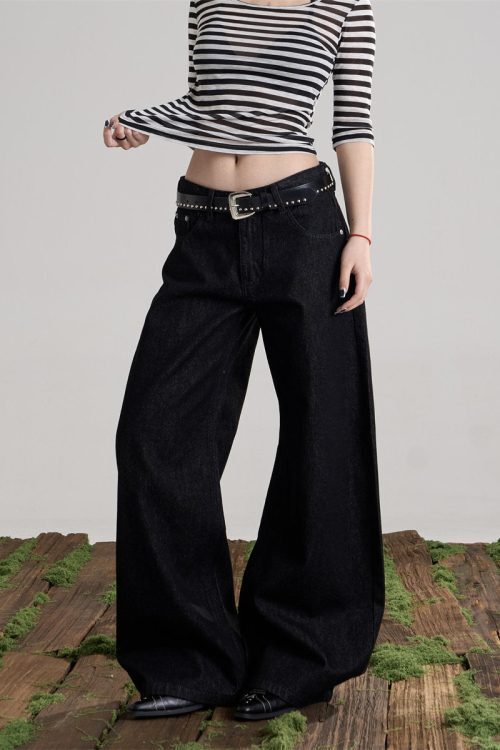 Back Logo Wide Denim Pants