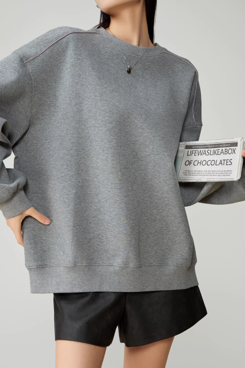 Back Print Crew Neck Pullover Top